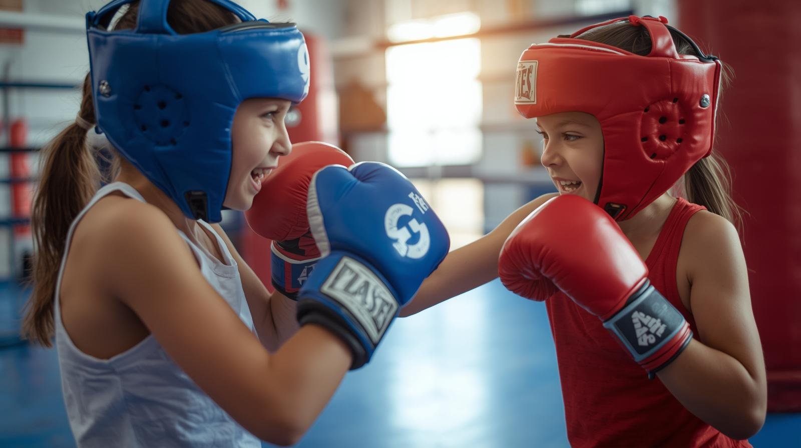 Two kids do boxing